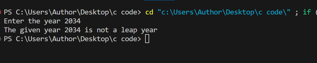 C Program to Check Leap Year Using Ternary Operator